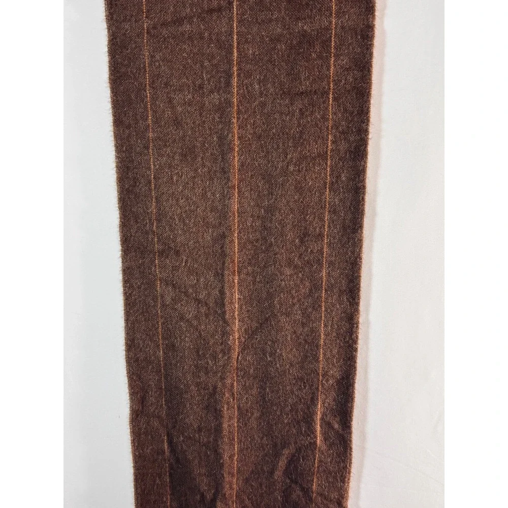 Murano Brown 100%‎ Alpaca Peruvian Wool Herringbone Pinstripe Scarf Fringe 58